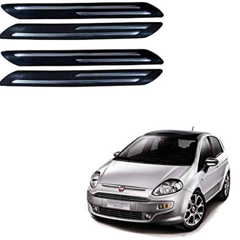 Kozdiko 4 Pcs Double Chrome Bumper Protector Black Set for Fiat Punto Evo