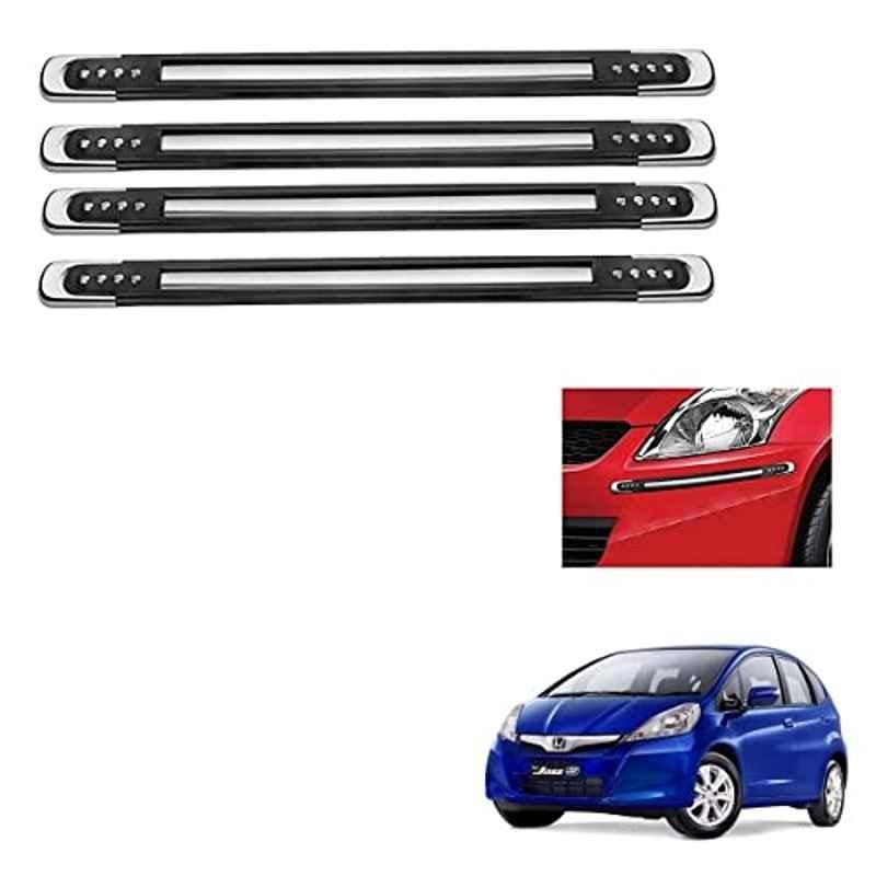 Kozdiko 4 Pcs Black Designer Car Bumper Protector Guard Set for Honda Old Jazz (2009-2014)