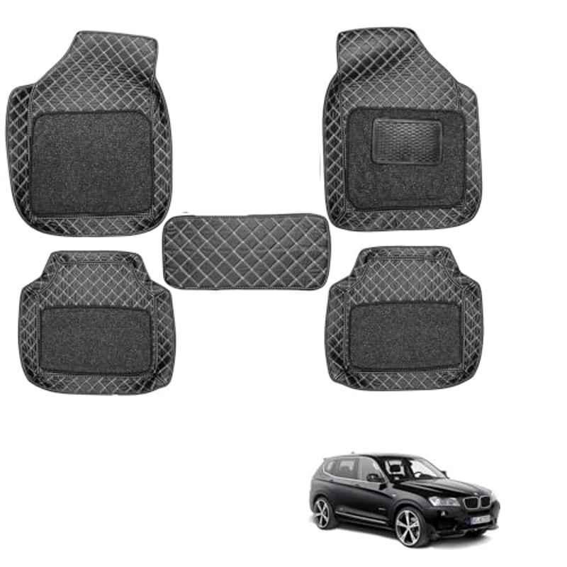 Kozdiko 5 Pcs Waterproof & Luxury 7D Black Leatherette Car Floor Mat Set for BMW X3