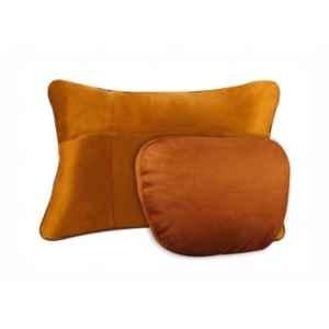 Huuso 2 Pcs Suede Velvet Tan Super Soft Car Headrest & Pillow Lumbar Support Combo for BMW 6 Series