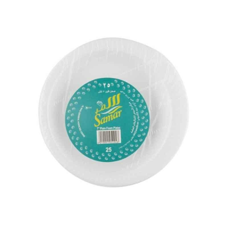Samar 25Pcs 7 inch White Foam Plates (Pack of 20)
