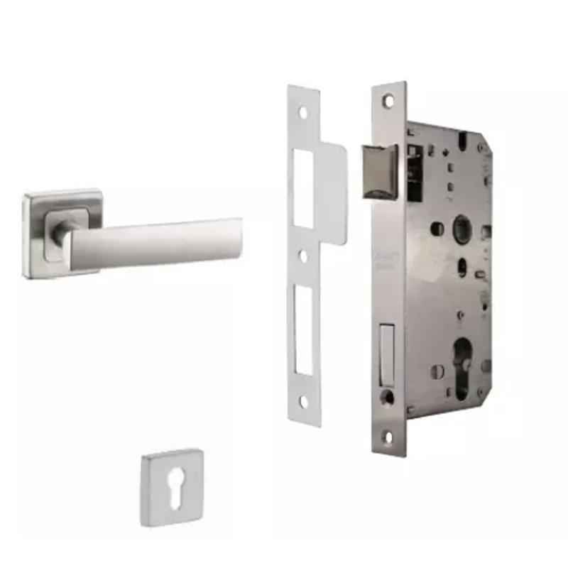 Dorset ML Series Eden Stainless Steel Silver Chrome Finish Door Handle Lock Set with Mortise Latch (Pack of 4)