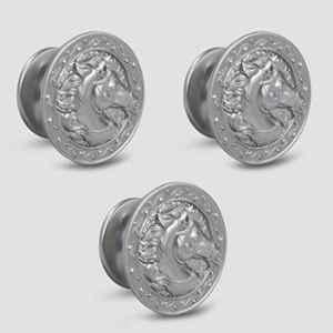 Plantex Horse Face Knobs for Drawer | Kitchen Cabinet Knobs | Pulls Handles for Wardrobe Kitchen (Pack of 3) Pcs Silver