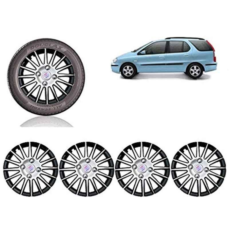 Auto Pearl 4 Pcs 14 inch ABS Black & SIlver Car Wheel Cover Set for TATA Indigo Marina