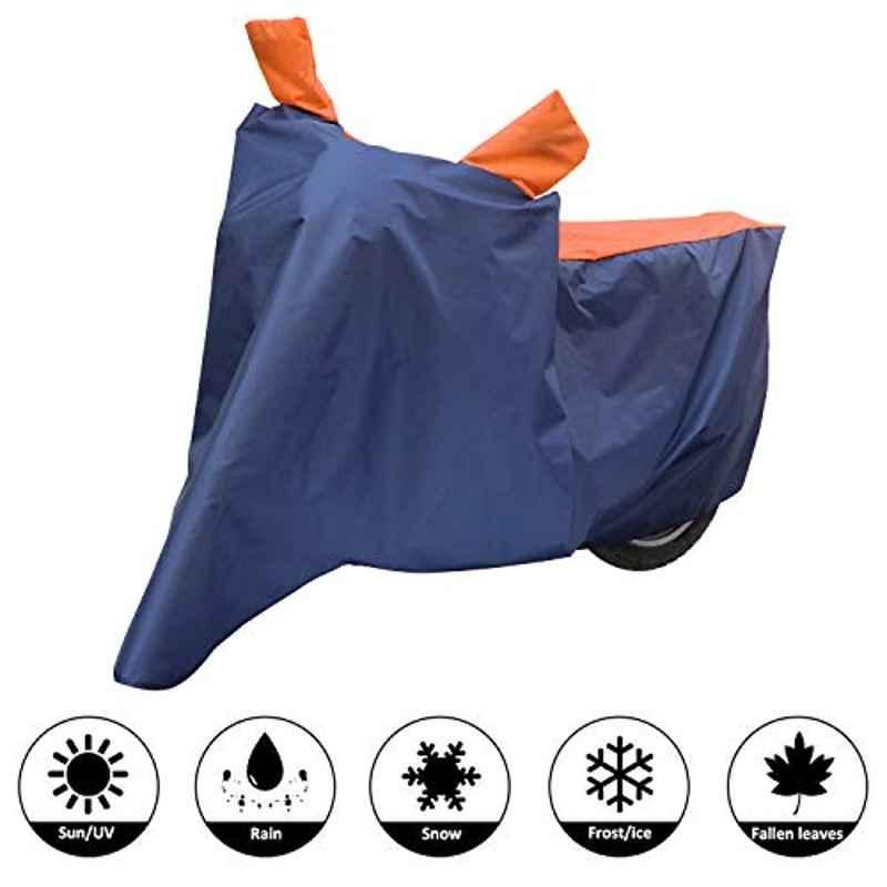 AllExtreme Xl-7011 Universal Full Bike Body Cover Water Resistant Dustproof Rustproof Two Wheeler Body Cover For Indoor Outdoor Protection (Navy Blue & Orange, X-Large)