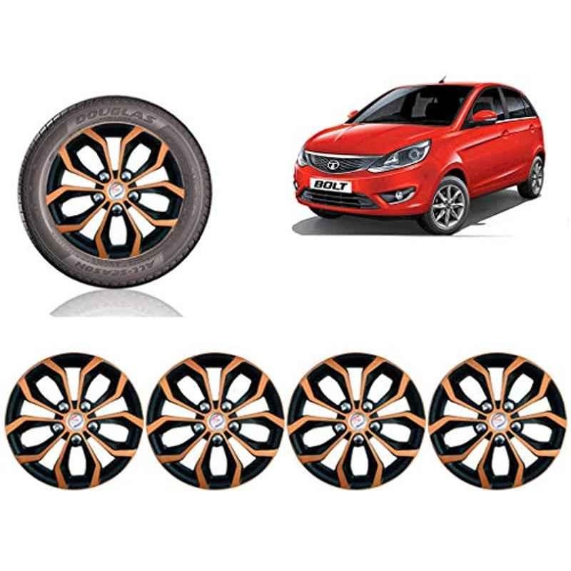 Auto Pearl 4 Pcs 14 inch ABS Copper & Black Car Wheel Cover Set for TATA Bolt XT