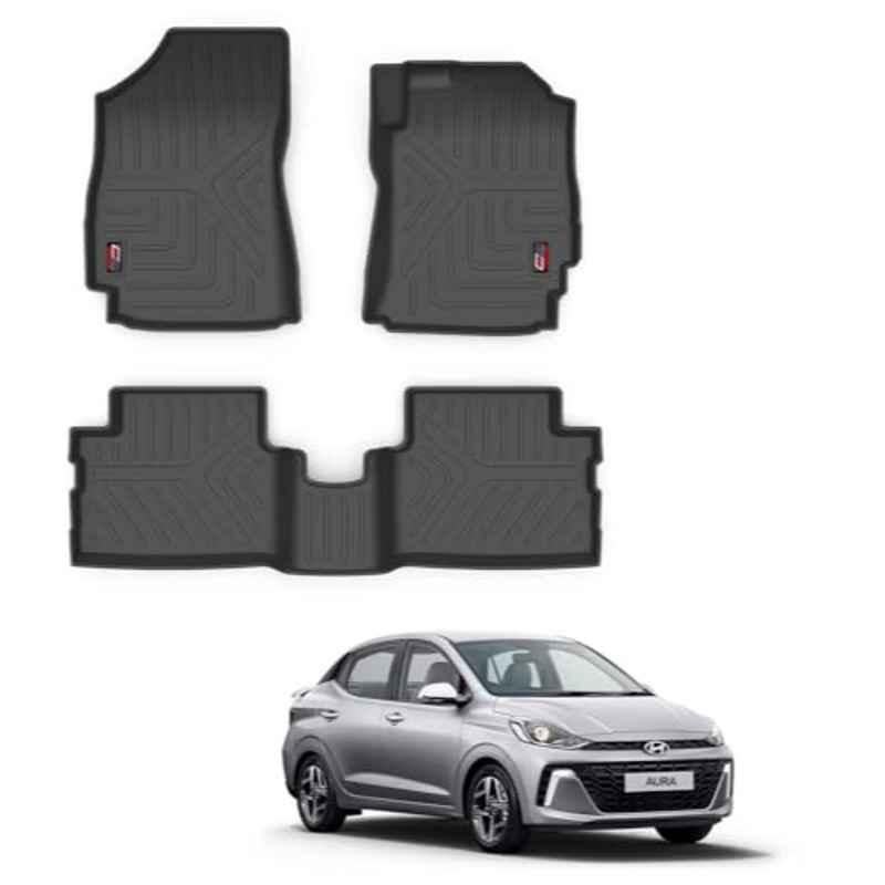 Kozdiko Thermoplastic Polyolefins 3D Life Long Car Floor Mat Set for Hyundai Aura Facelift