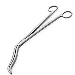 Forgesy 8 inch Stainless Steel Silver Curved Cheatle Forceps, 586