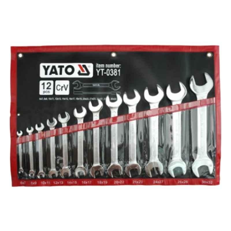 Yato 12 Pcs 6x7 to 30x32mm CrV Double Open End Spanner Set, YT-0381