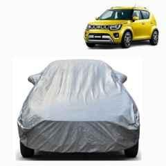 Aarex Auto Polyester Silver 100% Waterproof Car Body Cover with Mirror Pocket Side Elastic, Cotton Lining, Triple Stitched & Anti Dust for Maruti Suzuki Ignis, SW-4-Silver