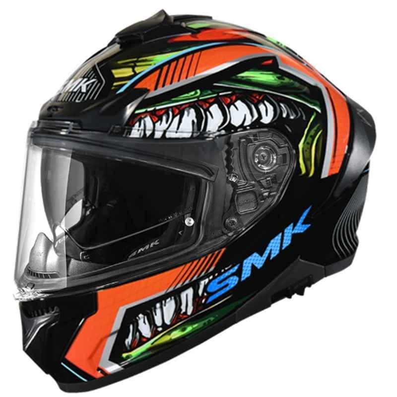 SMK Typhoon Raptor Multicolor Full Face Motorbike Helmet, GL213, Size: Extra Small