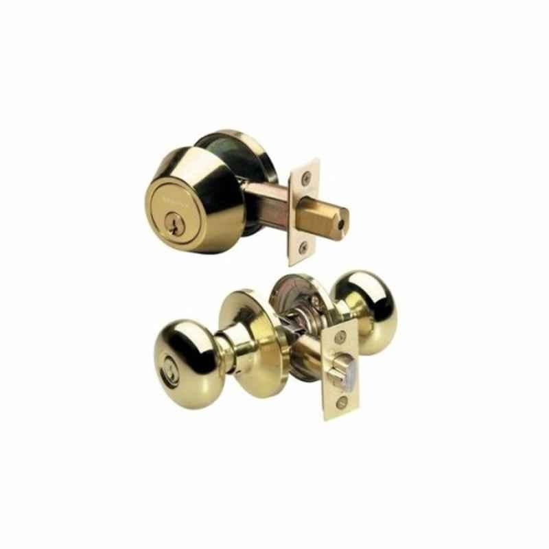 Master Lock 60-70mm Brass Polished Light Duty Knob Lockset, MLBCCO0603