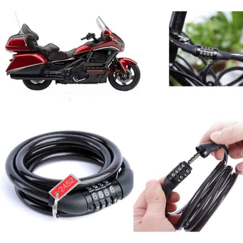 Auto Pearl PVC & Plastic Black 4 Digit Combination Cable Lock