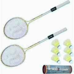 STYRKR Multicolour Badminton Complete Racquets, 2 Wide Body Racket with 6 Shuttlecocks