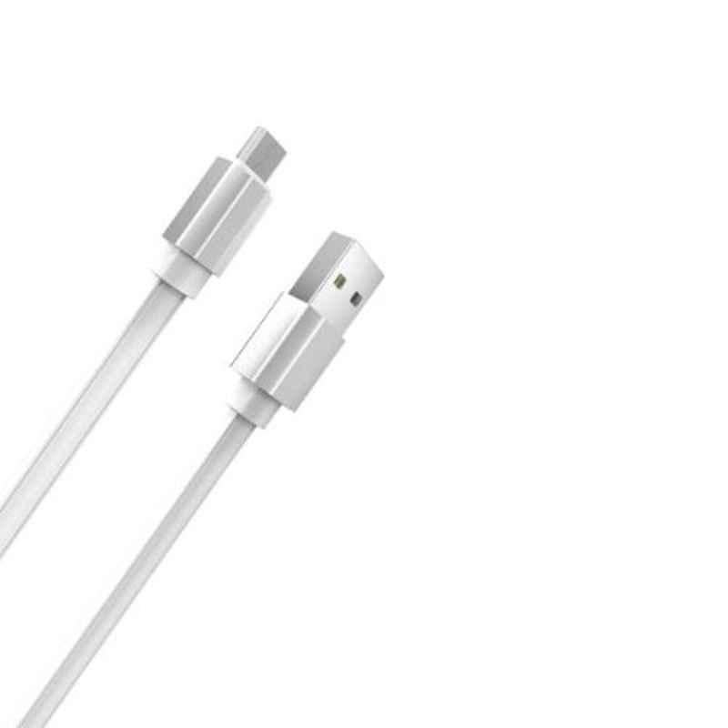 Portronics Konnect Flat Micro 2.4A White 1m Micro USB Cable, POR-434 (Pack of 10)