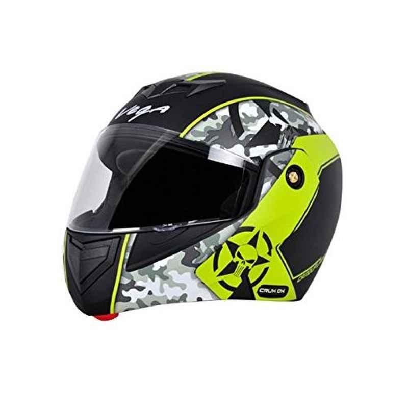 Vega Crux DX Large Size Camouflage Dull Black & Neon Yellow Full Face Helmet