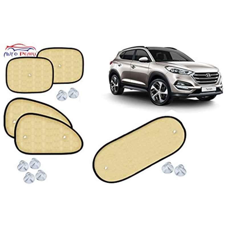 Auto Pearl 5 Pcs PVC & Mesh Beige Window & Rear Sun Shade Set for Hyundai Tucson