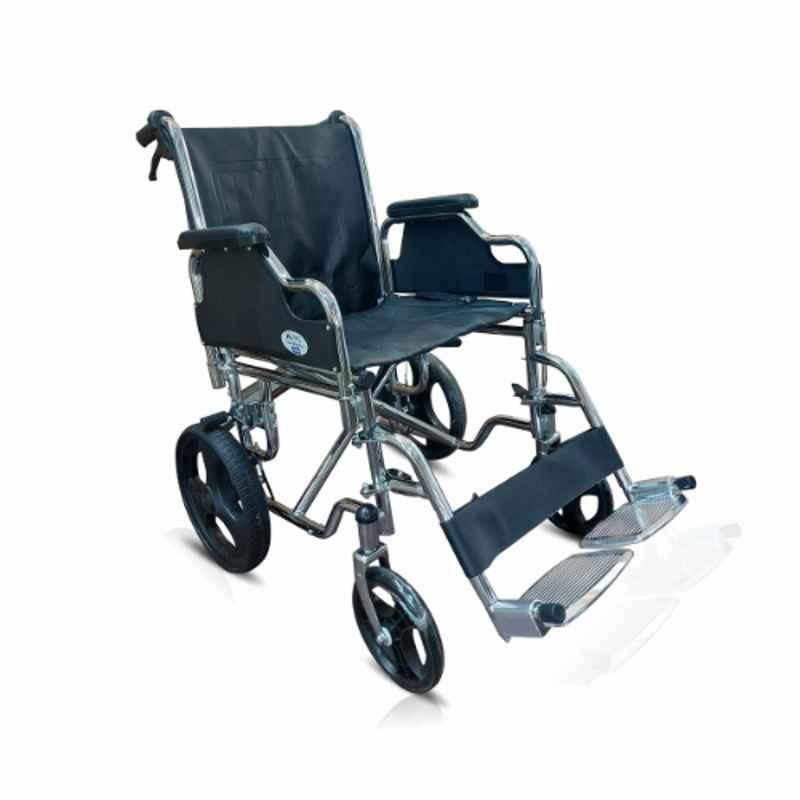 VMS Tour 100kg Aluminum Alloy Silver Transporter Wheelchair with Wheels & Seat Belt, VWE-1045