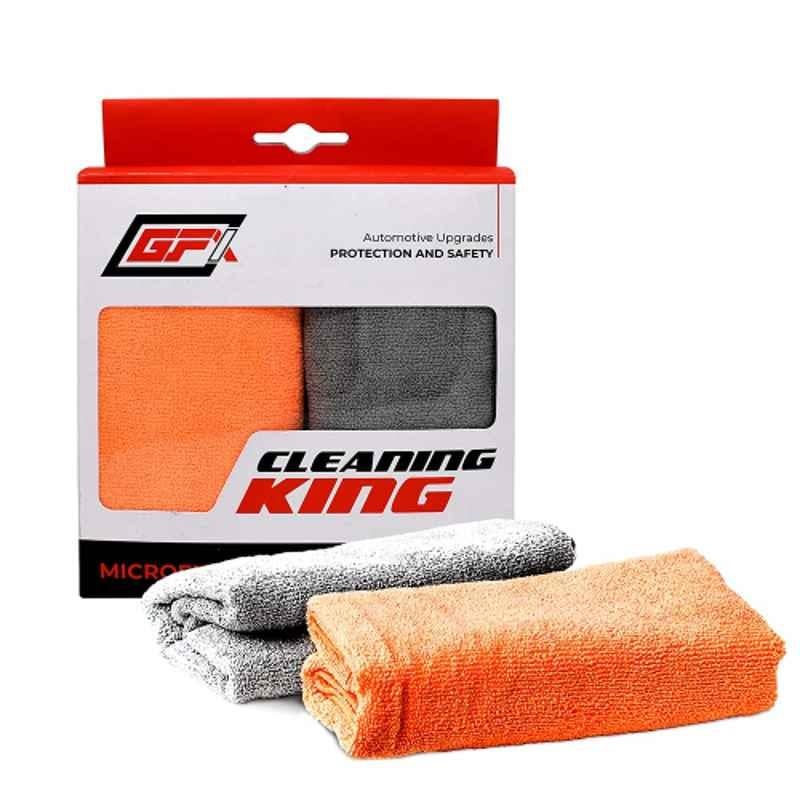 Galio GFE-002GRO 2 Pcs 40x80cm Grey & Orange Polyester Microfibre Car Cleaning Duster Cloth Set