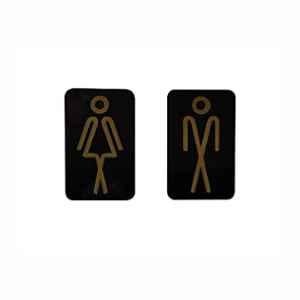 SUNSIGNS 2 Pcs 2.5x4 inch Acrylic Black Toilet Signage Board Set for Gents & Ladies Washroom, PJ-WOIB-7VCA