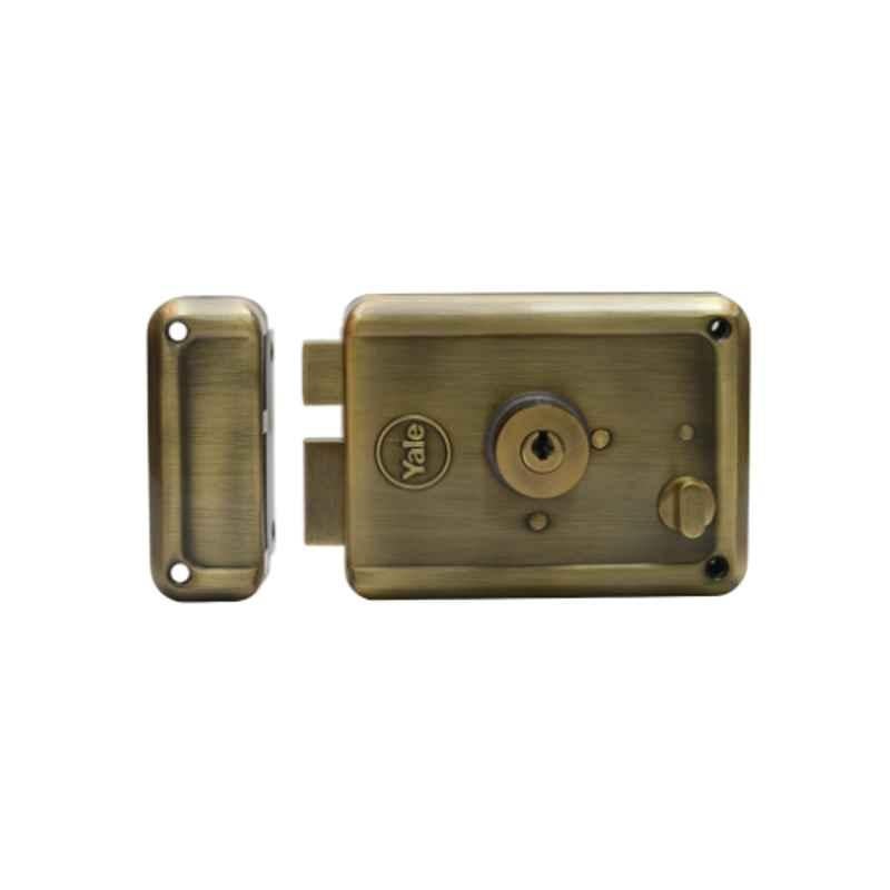 Yale Mild Steel Antique Brass Two Deadbolts RIM Lock, R601-DBDC-AB