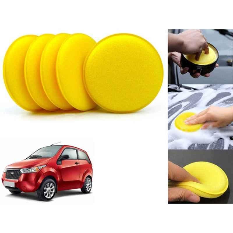 Auto Pearl Polyurethane Beige Washing & Waxing Polish Foam Sponge for Reva E20 (Pack of 5)