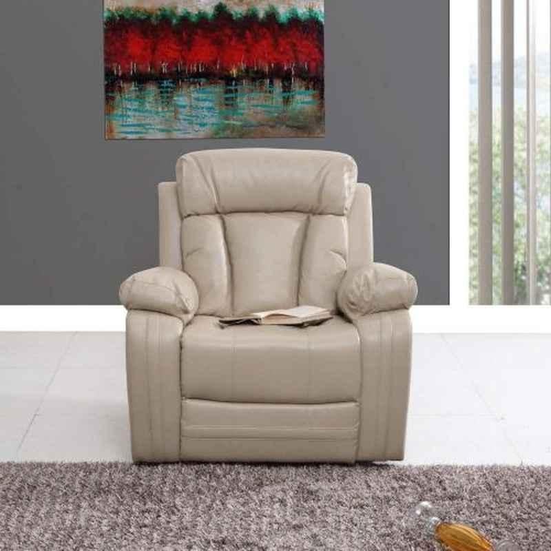 Evok Beige Magna New Leatherette Recliner with Rocker 1 Seater Sofa, IT00058520