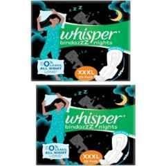 Whisper 20 Pcs White Cotton Disposable Bindazzz Sanitary Pad Packet, Size: XXXL (Pack of 2)
