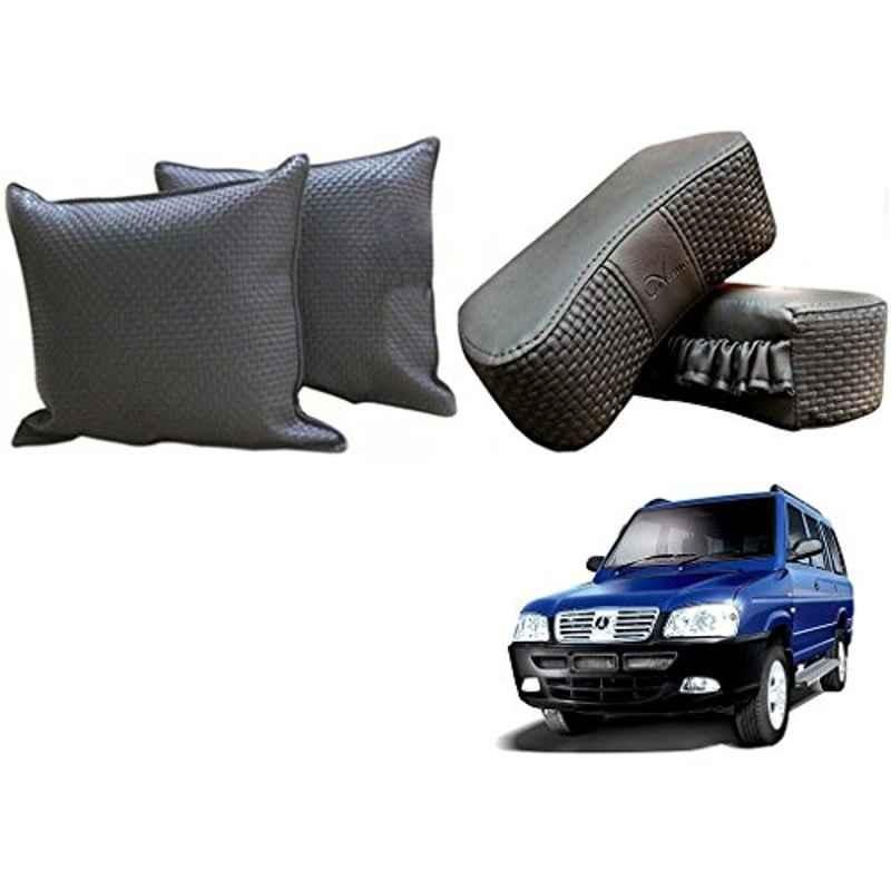 Kozdiko One Pair Grey Neck Rest & One Pair Cushion Combo for Universal for Car Rhino