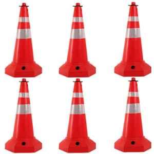 Ladwa SAND FILLED 750mm Reflective Strips Collar Ballast Road Traffic Safety Cone, LSI-SFC-P6 (Pack of 6)