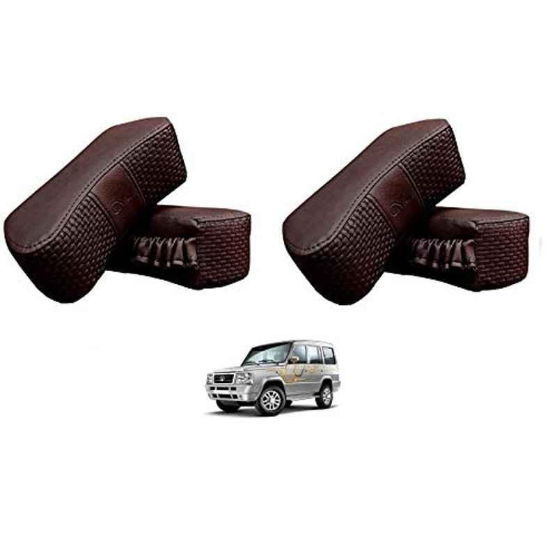 Kozdiko 4 Pcs CV Designer Cola Leatherite Neck Rest Car Cushion Pillow Set for Tata Sumo