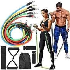 Shopeleven Plastic & Rubber Pushup Board with 11 Pcs Toning Tube Set