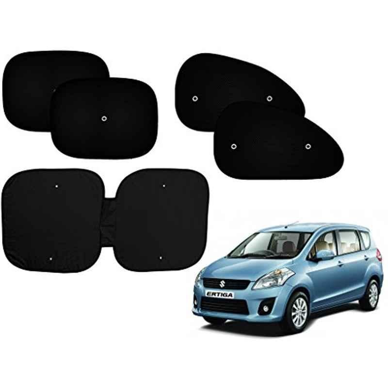 Auto Pearl 5 Pcs PVC & Mesh Black Window & Front Sun Shade Set for Maruti Suzuki Ertiga