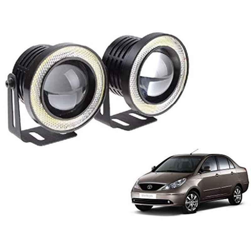 Kozdiko 2 Pcs 15W 3.5 inch High Power White LED Projector COB Fog Light Set with White Angel Eye Ring for Tata Indigo, koz_72662