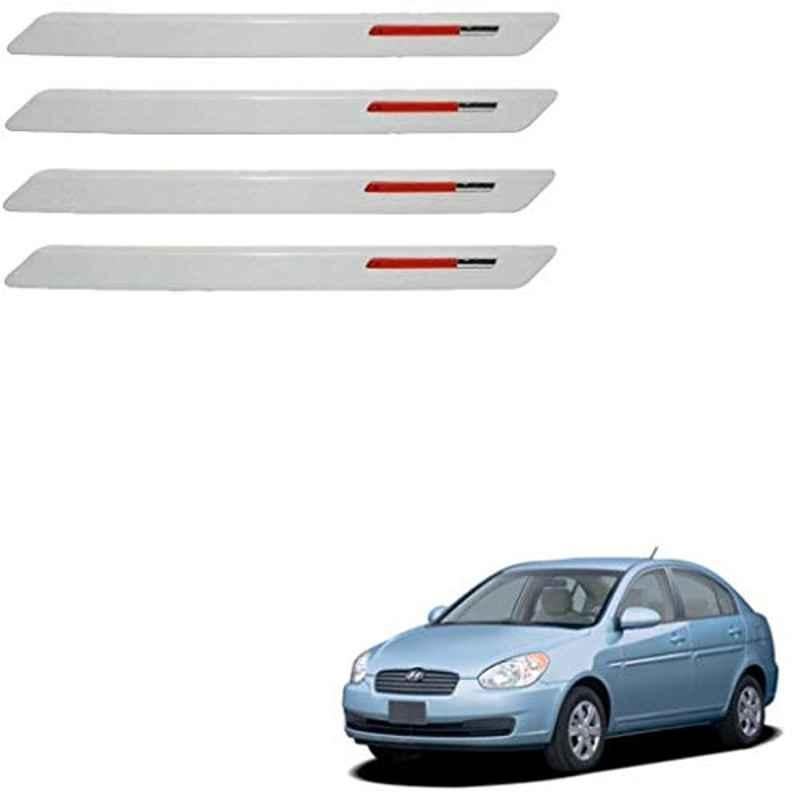 Kozdiko 4 Pcs White & Red Designer Car Bumper Protector Set for Hyundai Verna