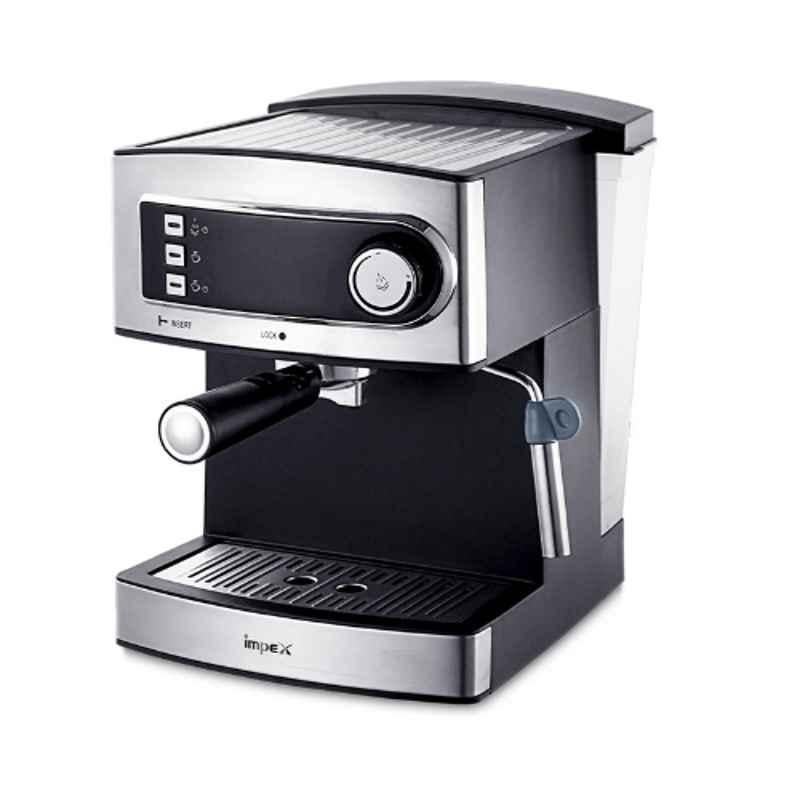 Impex 850W 1.6L Aluminium Silver Coffee Machine, ECM 1916