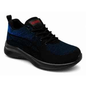 Kavacha A1 Breathable Knitted Phylon Rubber Sole Steel Toe Blue Safety Shoes for Men with Memory Foam Comfort & ISI Certified, Size: 6