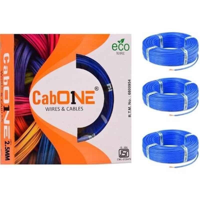 CabONE 2.5 Sqmm Blue FR PVC Insulated Copper Cable, Length: 90 m (Pack of 3)