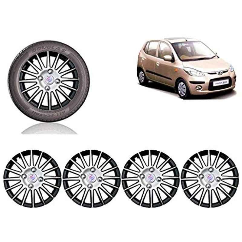 Auto Pearl 4 Pcs 13 inch ABS Black & SIlver Car Wheel Cover Set for Hyundai i10 Type1