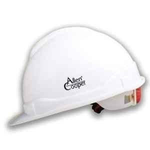 Allen Cooper White Polymer Ratchet Type Safety Helmet with Chin Strap, SH721-W (Pack of 3)