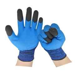 Mastership 10 inch Latex Blue Tiger Print Safety Hand Gloves (Pack of 80)