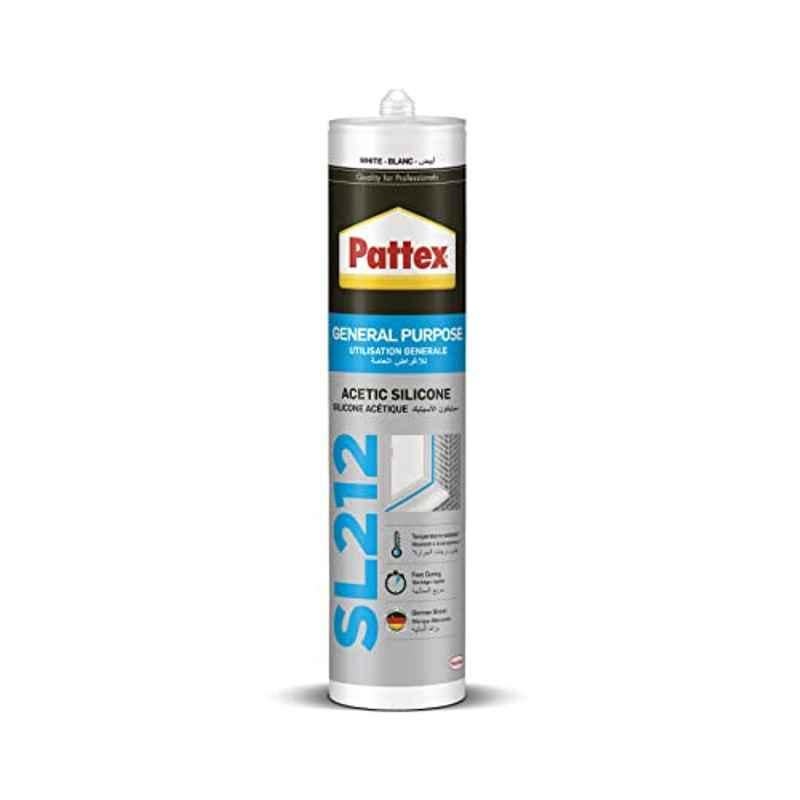 Pattex SL212 280ml Silicone White Sealant Cartridge, 2637448
