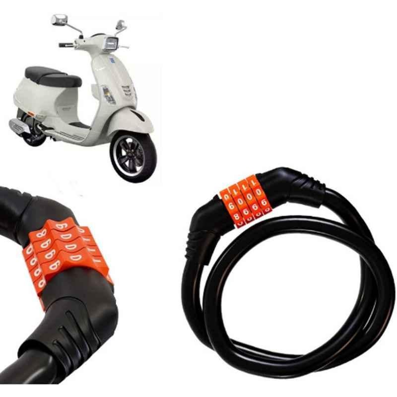 Auto Pearl Black & Orange 4 Digit Anti-Theft Combination Number Lock for SXL 150 BS6, OrangeLock_SXL_150