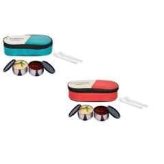 Carrolite 400ml Multi Colour Stainless Steel Lunchbox Buy 1 Get 1 Free, Comboblack_004 (Pack of 3)
