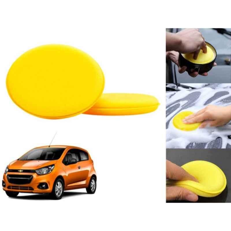 Auto Pearl Polyurethane Beige Washing & Waxing Polish Foam Sponge for Beat T2 2017 (Pack of 2)