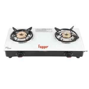 Fogger Nano 2 Burner White Glass Top Manual Gas Stove