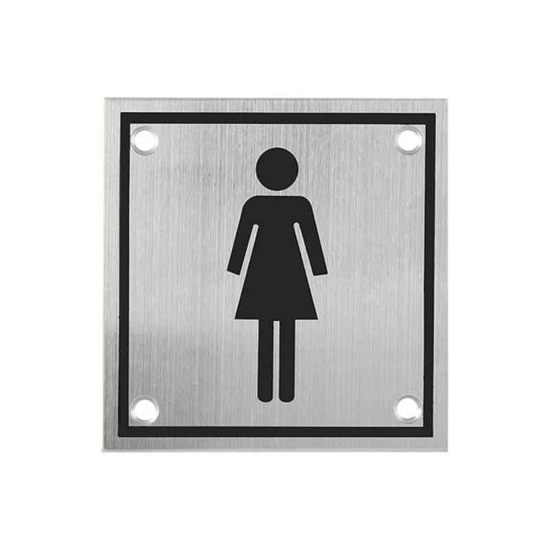 Milano 100mm Stainless Steel Grey Square Female Sign Plate