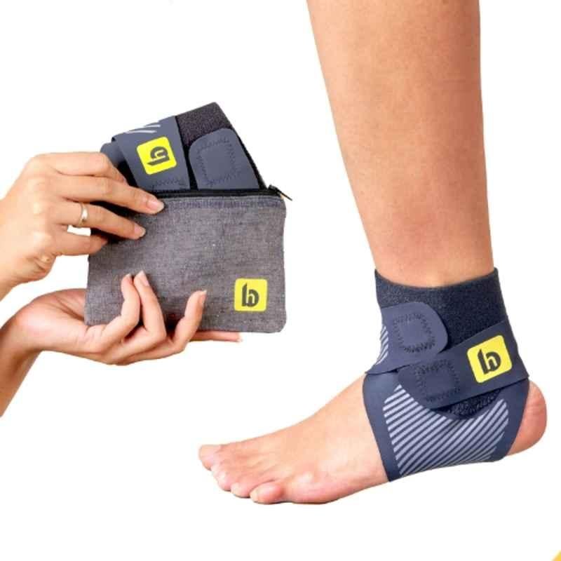 Betterhood Elastomer Black Premium Breathable Ankle Support Brace with Adjustable Strap, Size: M