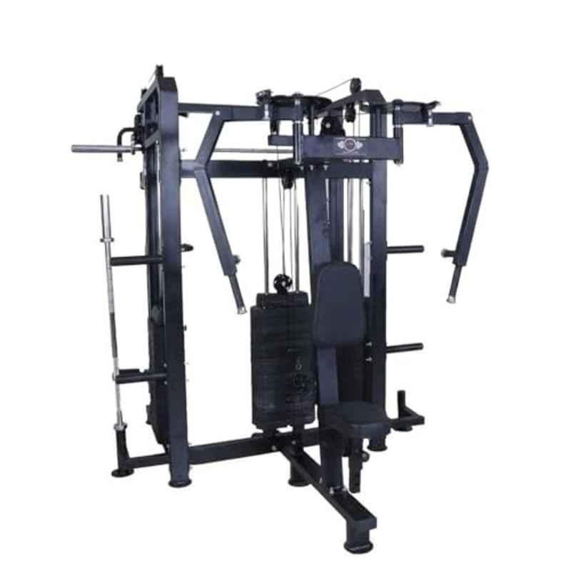 GYM24 Equipment 80kg Capacity Alloy Steel Black Multi Functional Trainer Smith Machine & PEC Fly with Rear DELT, G24FTSP-701