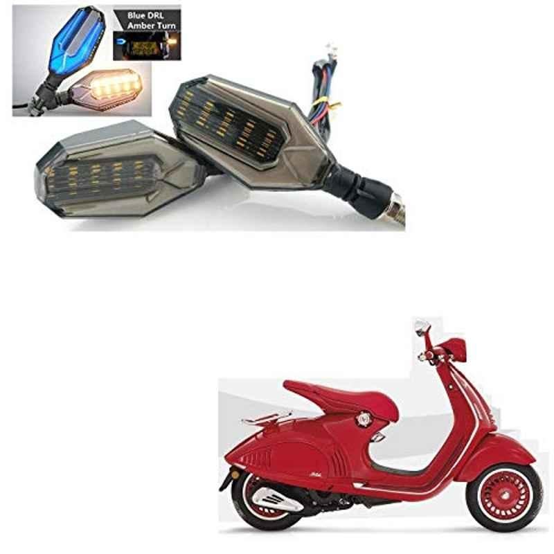 Kozdiko 4 Pcs Plastic Front & Rear U Shape Dual Color DRL LED BIke Indicator Set for Vespa Red 125